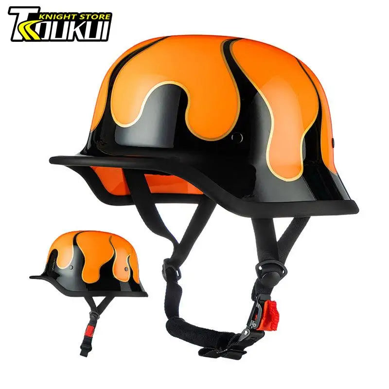 DOT Approved Motorcycle Helmet ABS Material Retro Moto Helmet Capacete De Moto Half Helmet Equipment German Tactical Vintage