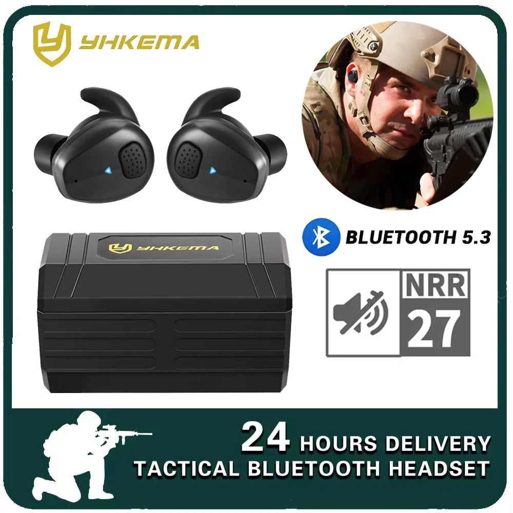 YHKEMA Tactical Shooting Bluetooth Headset, 5.3 Bluetooth Connection Hunting Shooting Hearing Protection Electronic Earplugs