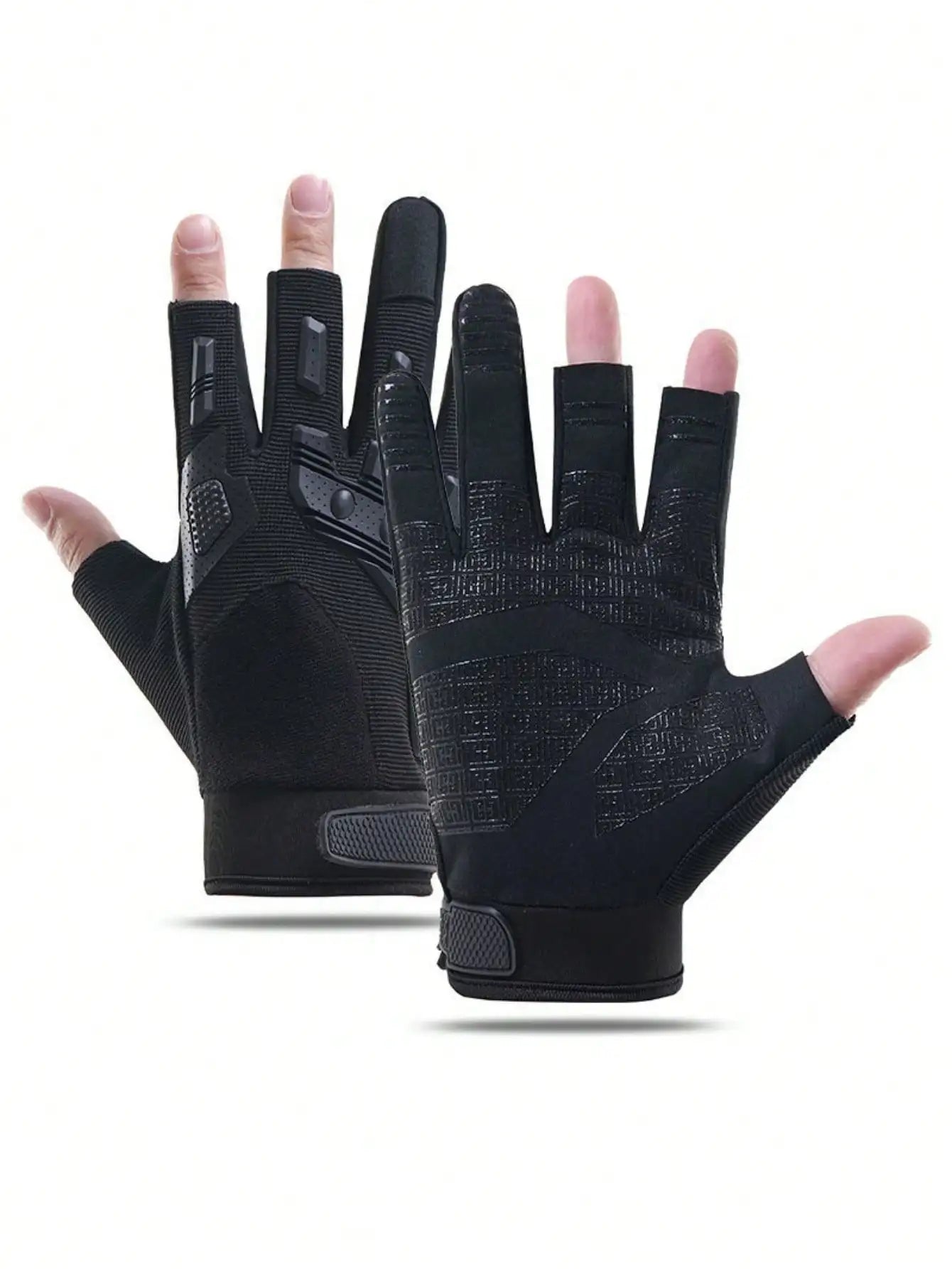Tactical Motorcycle Gloves Electric Scooter Carp Fishing Three Fingers Anti-slip Wear Resistant Cycling Camping Equipment