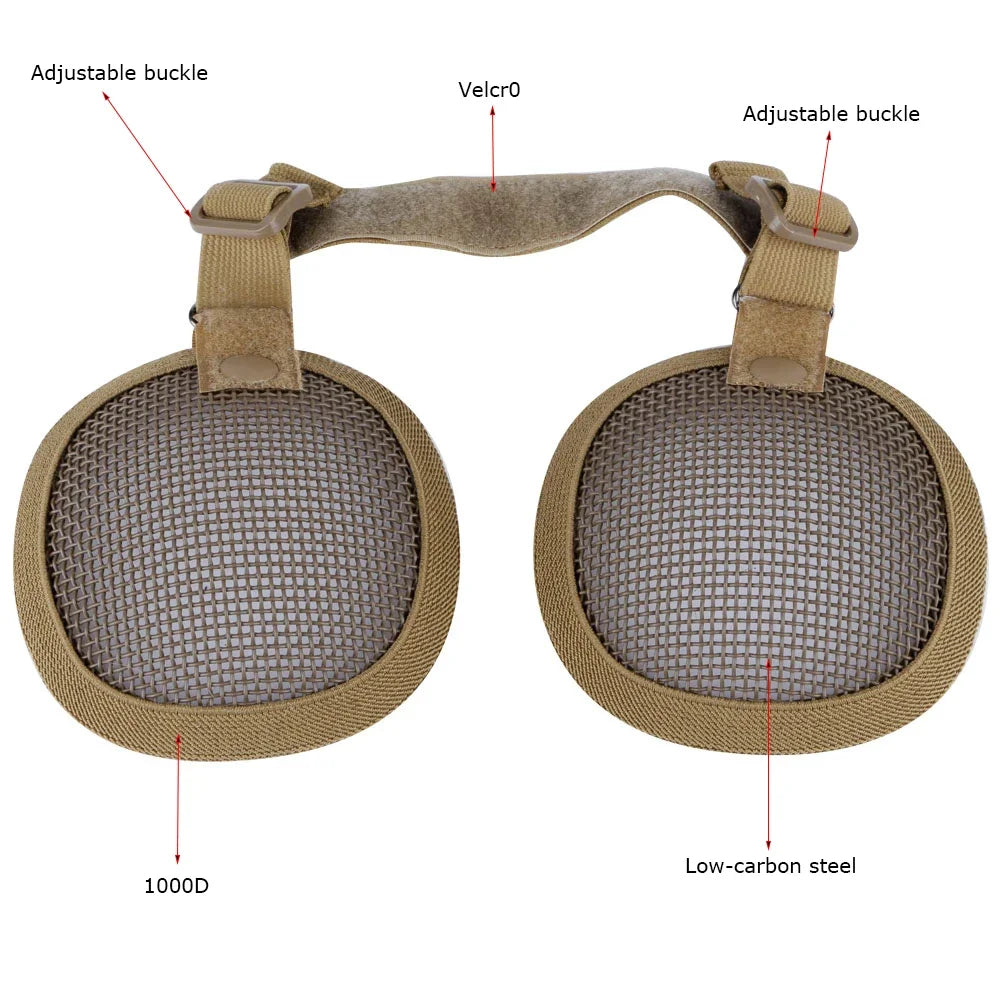 Steel Mesh Ear Protector Tactical Gun Ear Muffs Cover for Most Fast Helmets Shooting Hunting Helmet Equipment