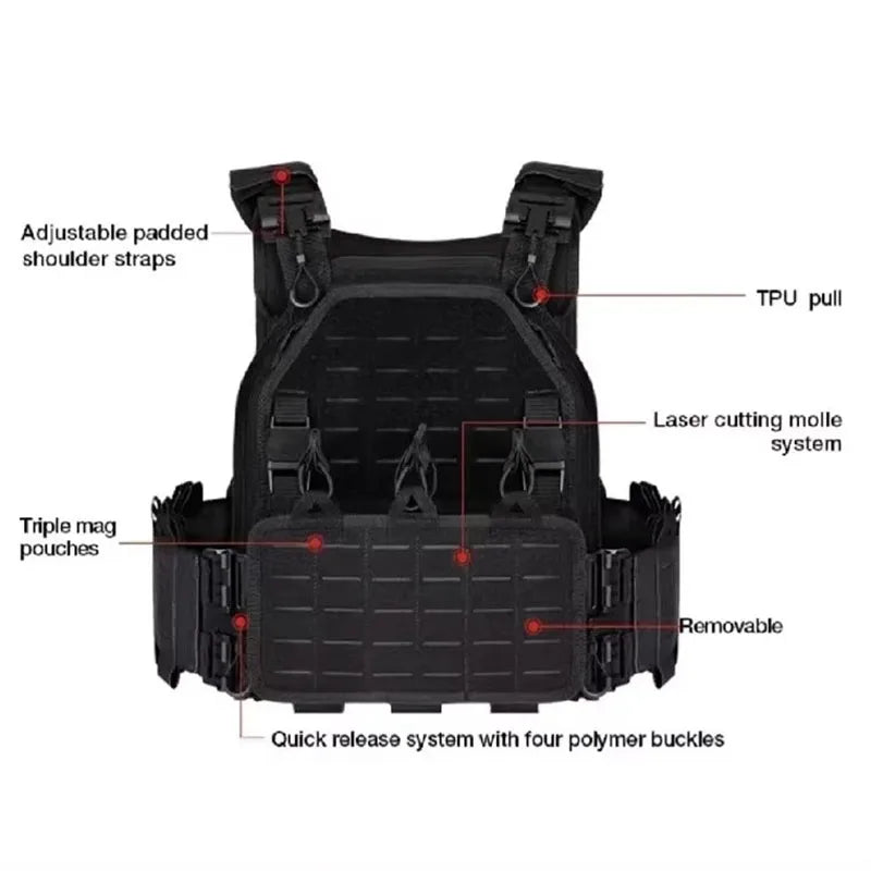 YAKEDA Tactical Vest Outdoor Hunting Plate Carrier Protective Adjustable Vest Carrier Combat Equipment