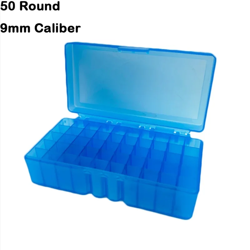 50/100 Rounds Tactical Bullet Box 9mm/.223/.38Super Pistol Rifle Ammo Carry Storage Box Flip-Top Bullets Case Hunting Accessory