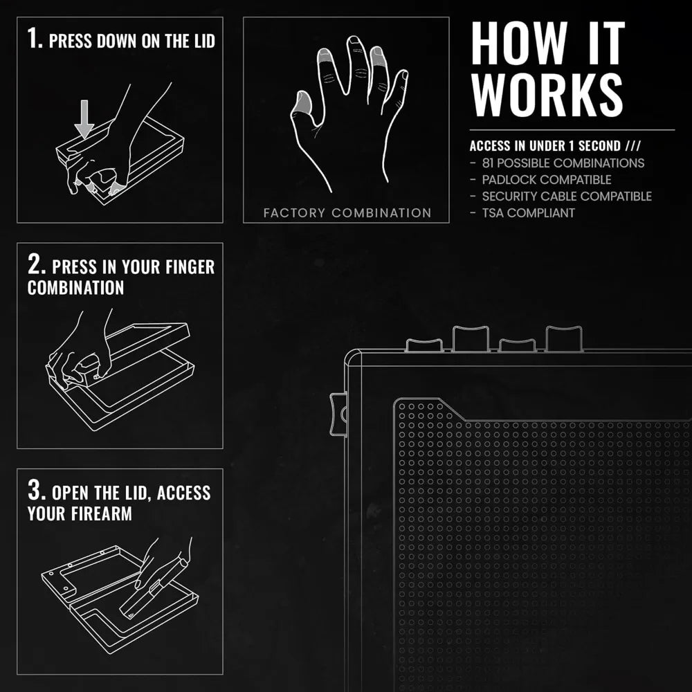 STOPBOX PRO Gun Safe Alternative for Handgun Storage, Instant Access Portable Security Lock Box Gun Case, Lock Box for Car or Tr