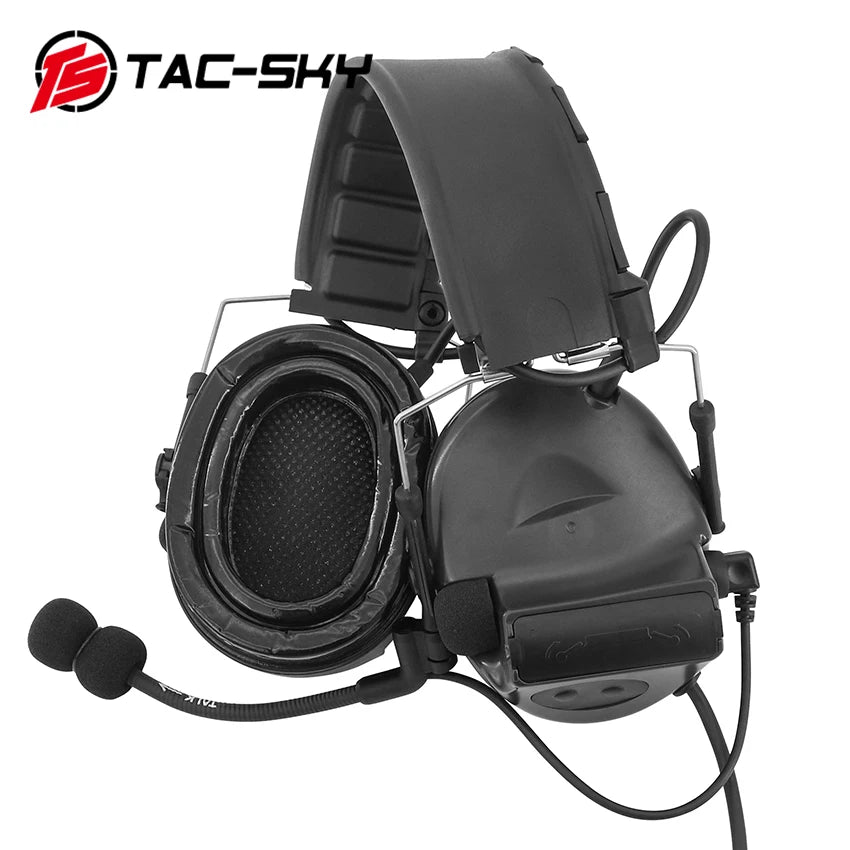 TS TAC-SKY COMTA II C2 Silicone Earmuffs Hearing Protection Tactical Headset & U94 PTT Adapter for Kenwood Walkie Talkie