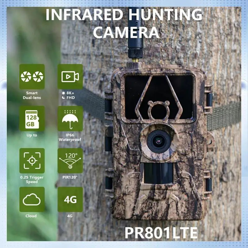 ABHQ-4G LIVE Trail Camera APP Control IR Night Vision Hunting Trap HD Camera 60MP 8K With SIM Card Mobile Wildlife Cam EUR