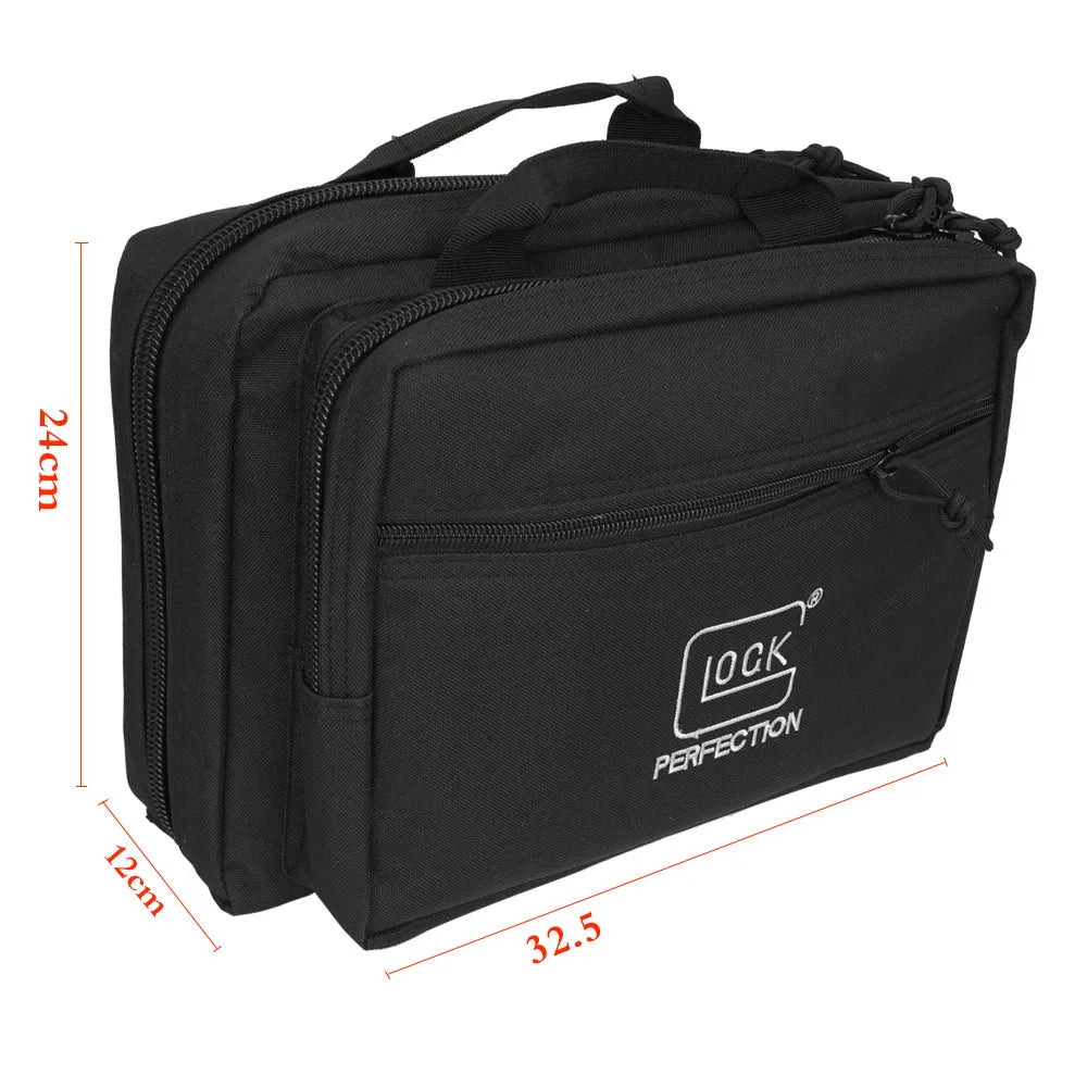 Tactifans Gun Bag Double Pistol Portable Magazine Pouch Glock Padding Protection Dual Handgun Range Case Holder 1911 CZ 75 G2C