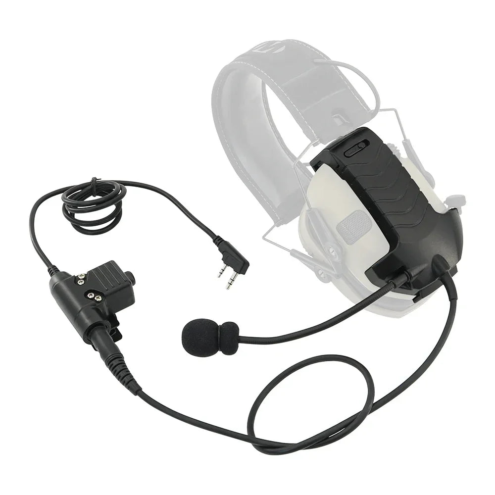Tactical hearing protection headset adapter compatible with Walker's Razor Electronic Earmuff Includes microphone kit and U94PTT