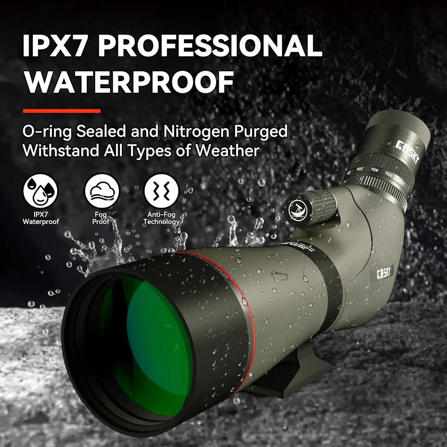 20-60x80 Spotting Scope with Phone Adapter, Dual Focusing Waterproof Spotting Scopes BAK4 FMC Spotter Scope with Carrying Case