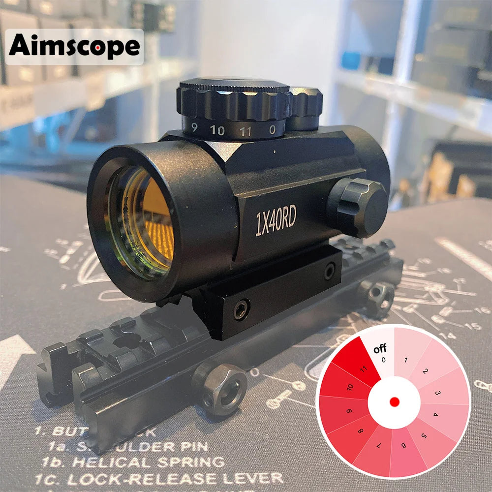 1x40 Red Dot Sight Rifle Scope 11mm and 20mm Rail Hunting Optics Red Dot Sight Tactical Scope For Gun