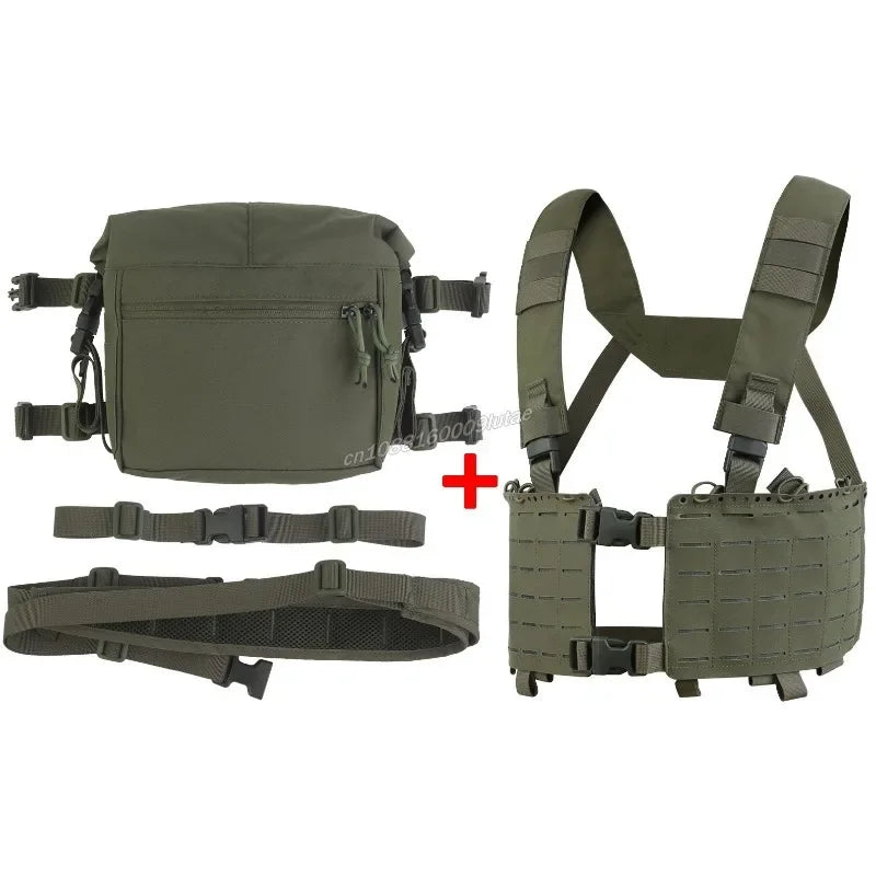 Tactical Alpha Chest Rig with Expansion Pack SS Style Load Bearing Vest (LBV) Alpha Expander Kit Pouch 34A Split MOLLE Equipment