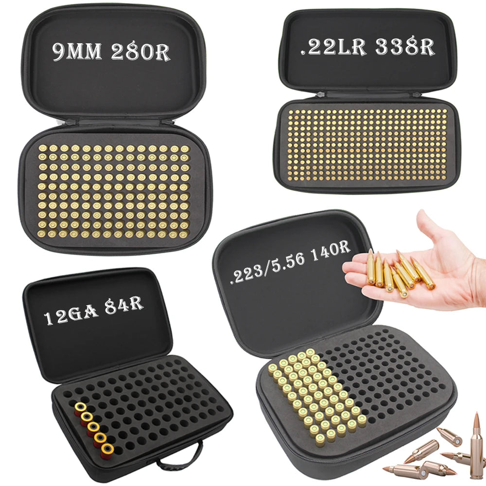 .223/5.56 9mm 12GA .22LR Box Ammo Pouch Outdoor Ammunition Box Bullet Holder Bag Cartridge Storage Case for Hunting Shooting