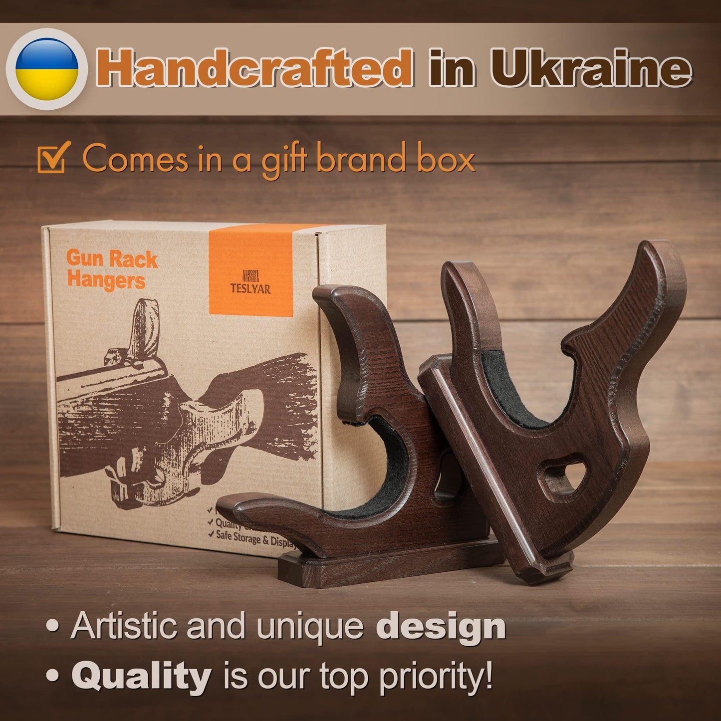TESLYAR Gun Rack Wall Mount Hold Up Displays Horizontal Gun Rack and