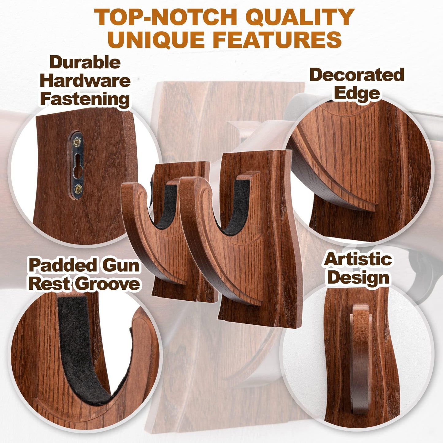 TESLYAR Gun Rack Wall Mount Hold Up Displays Horizontal Gun Rack and