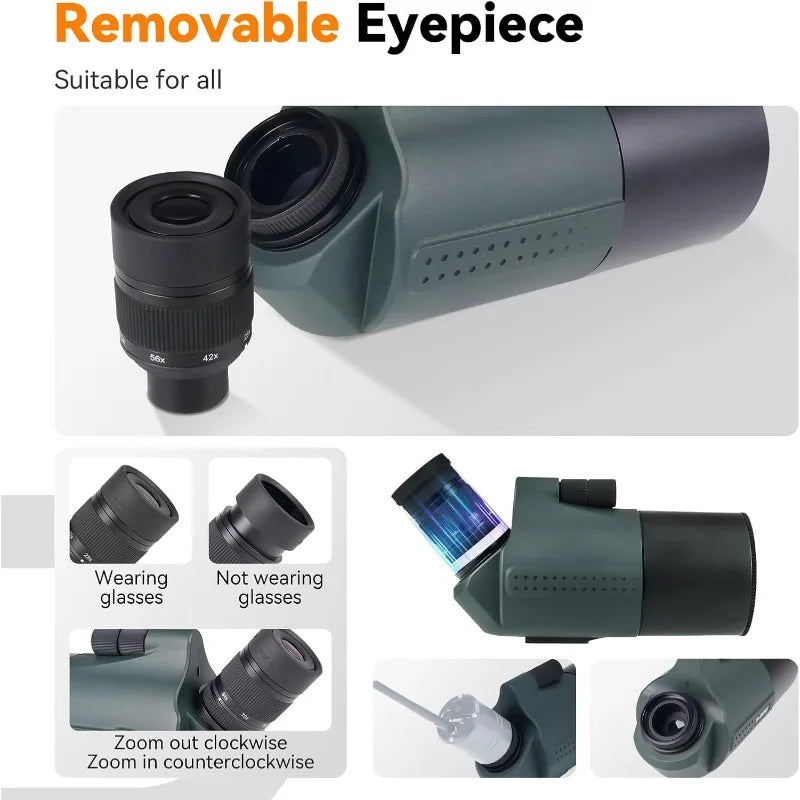 Spotting Scope, Compact Spotter Scope, 28-84X Zoom Eyepiece, 1.8kg Lightweight, Spotting Scopes for Targ