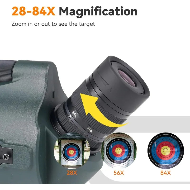Spotting Scope, Compact Spotter Scope, 28-84X Zoom Eyepiece, 1.8kg Lightweight, Spotting Scopes for Targ