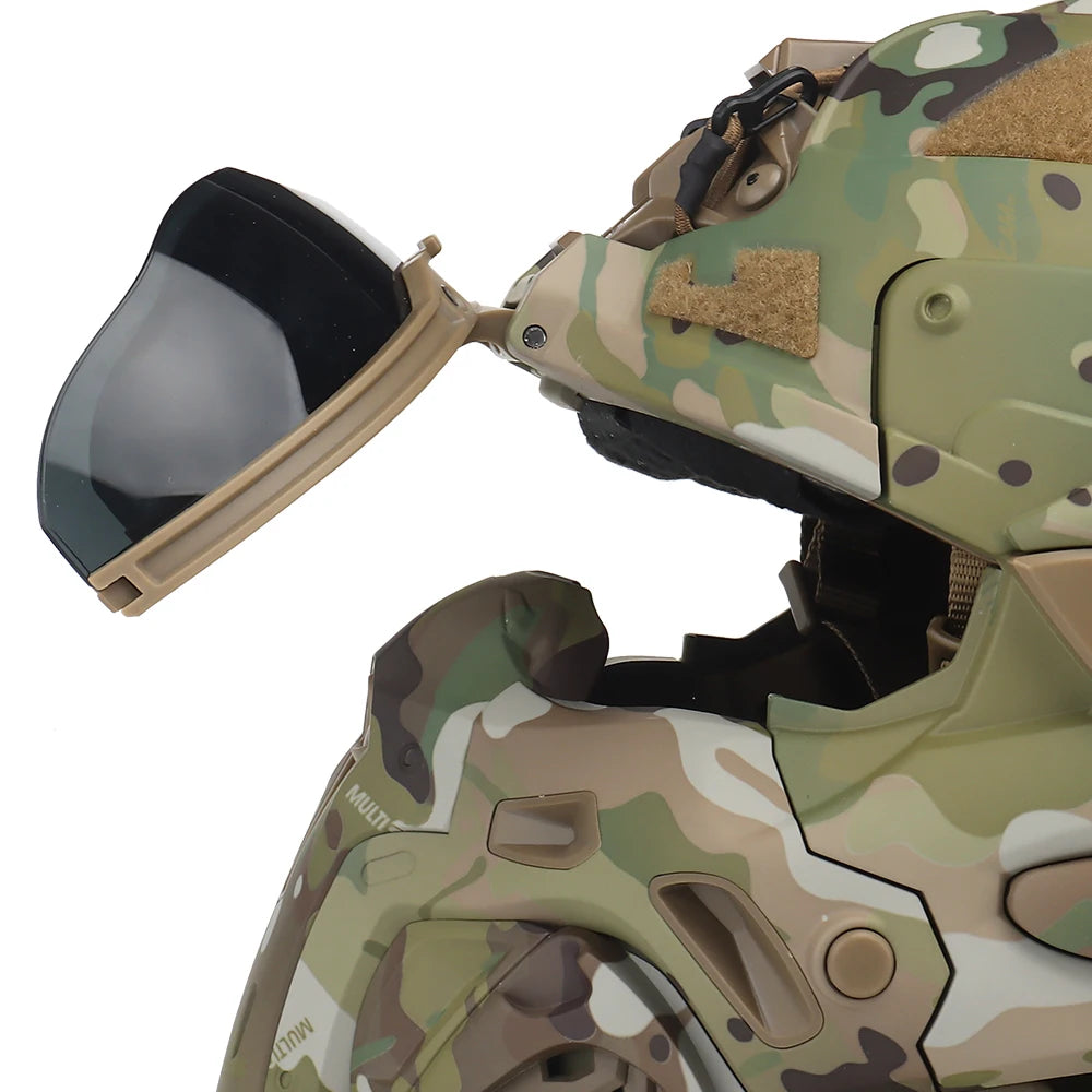 Tactical Airsoft Helmet Built-in Headset Anti-fog Fan Assault Helmet Removable Mask Paintball Airsoft Equipment Protect Helmet