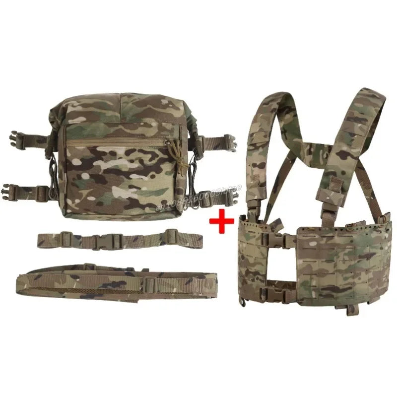 Tactical Alpha Chest Rig with Expansion Pack SS Style Load Bearing Vest (LBV) Alpha Expander Kit Pouch 34A Split MOLLE Equipment