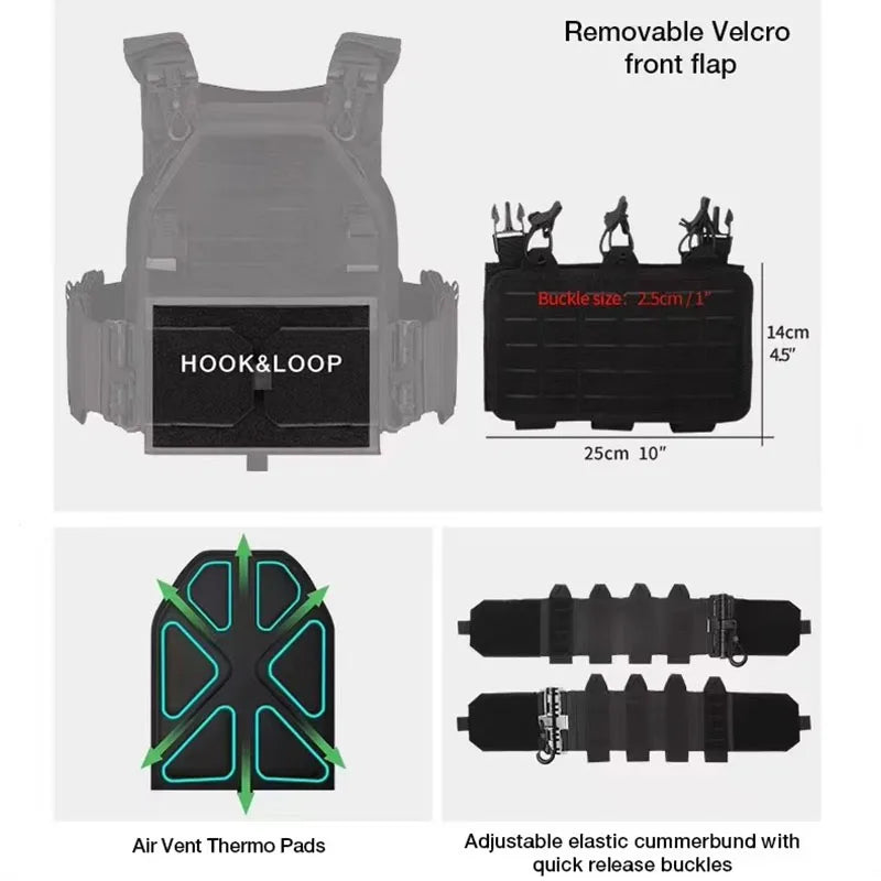 YAKEDA Tactical Vest Outdoor Hunting Plate Carrier Protective Adjustable Vest Carrier Combat Equipment