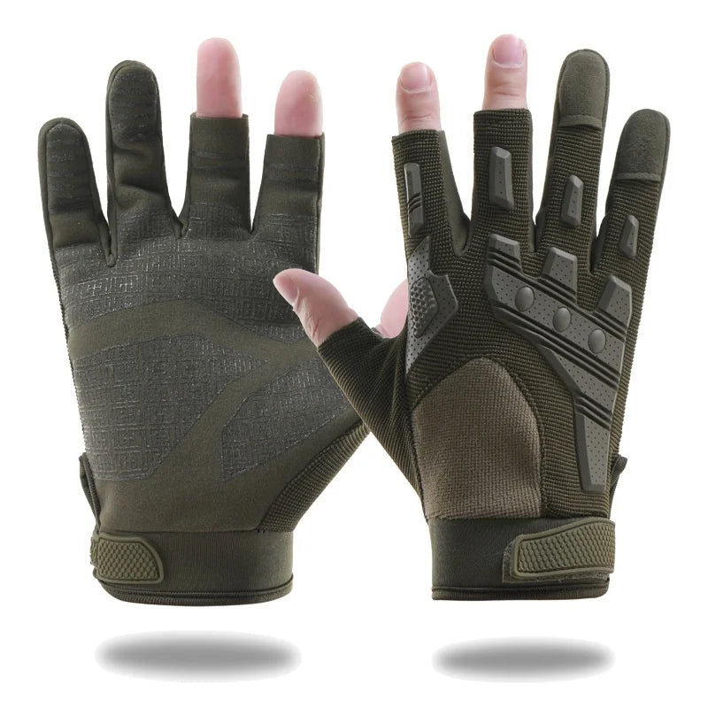 Tactical Motorcycle Gloves Electric Scooter Carp Fishing Three Fingers Anti-slip Wear Resistant Cycling Camping Equipment