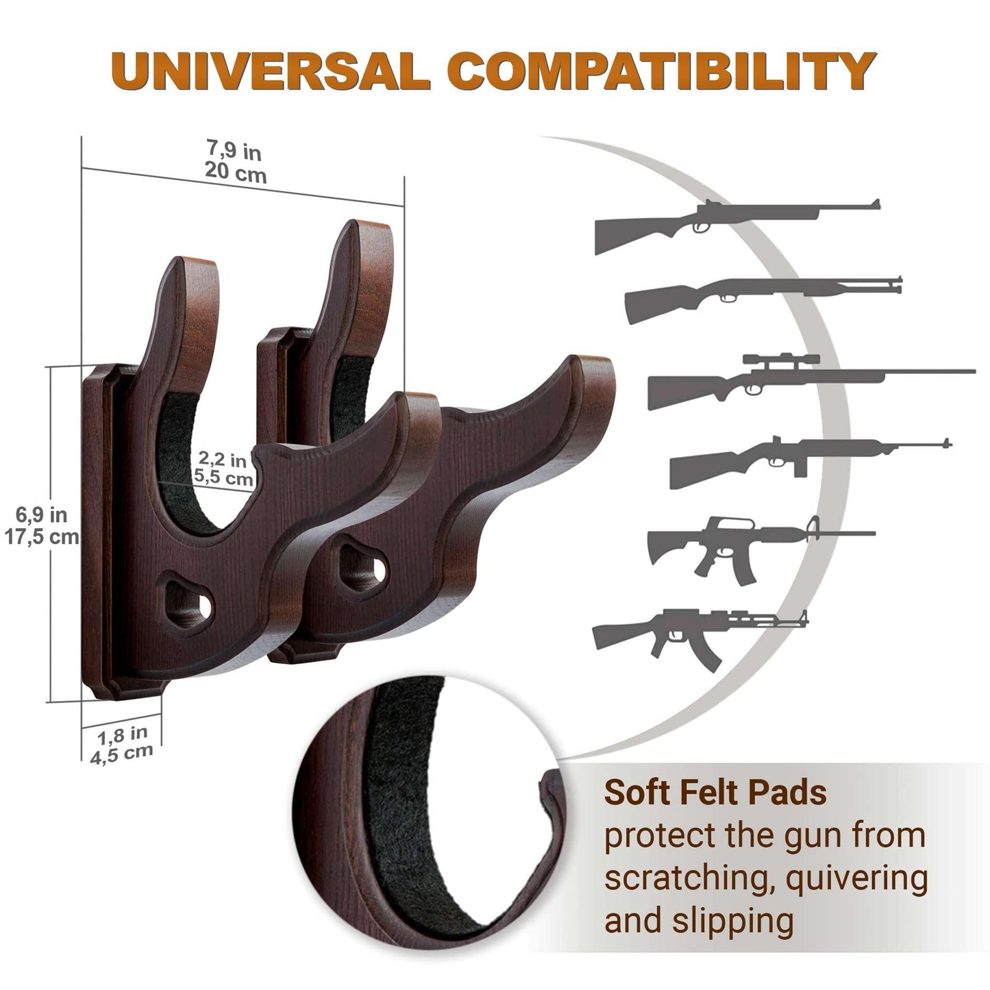 TESLYAR Gun Rack Wall Mount Hold Up Displays Horizontal Gun Rack and