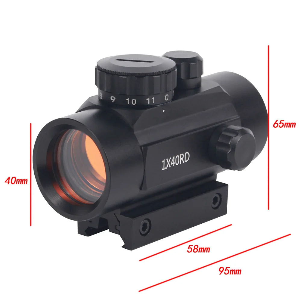 1x40 Red Dot Sight Rifle Scope 11mm and 20mm Rail Hunting Optics Red Dot Sight Tactical Scope For Gun
