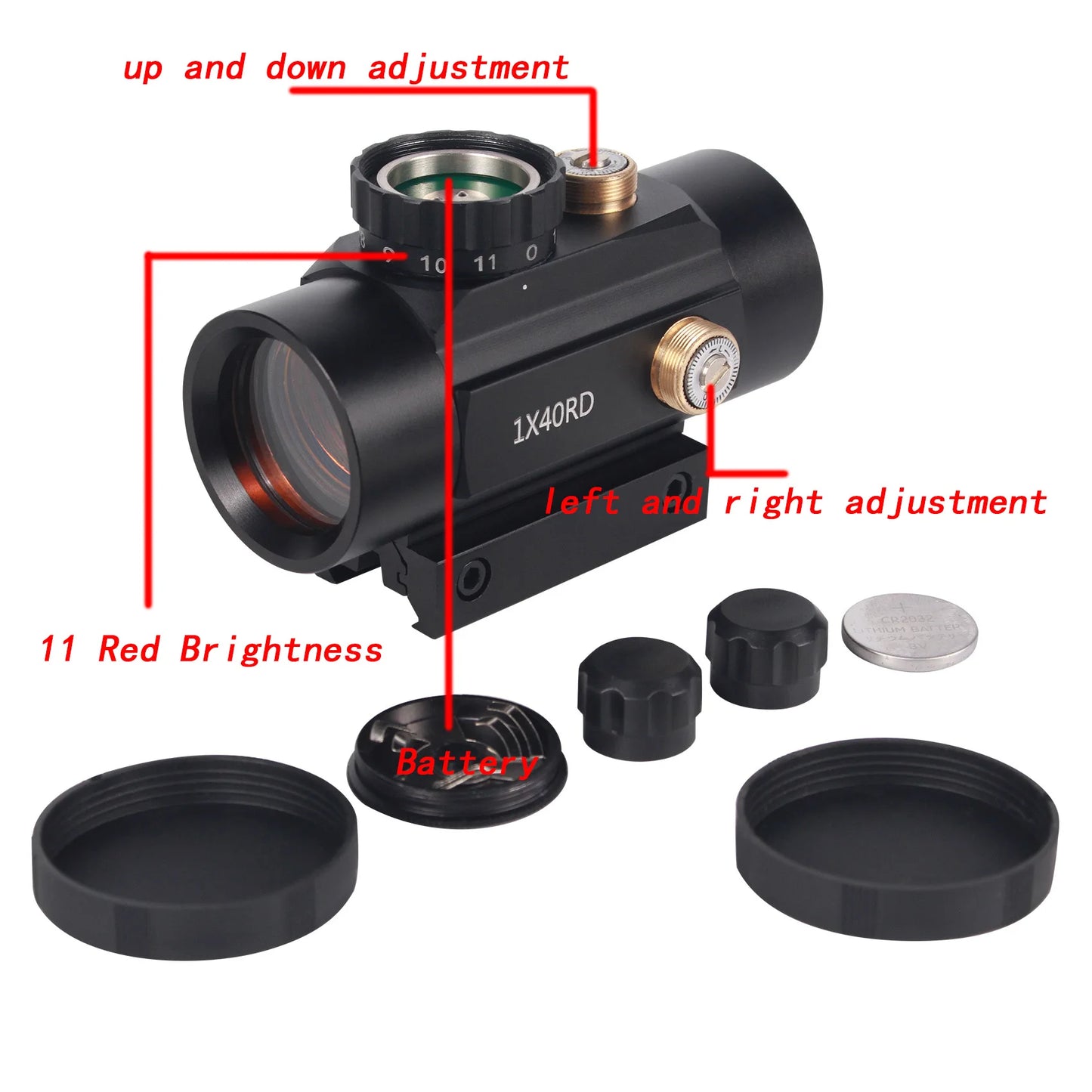1x40 Red Dot Sight Rifle Scope 11mm and 20mm Rail Hunting Optics Red Dot Sight Tactical Scope For Gun