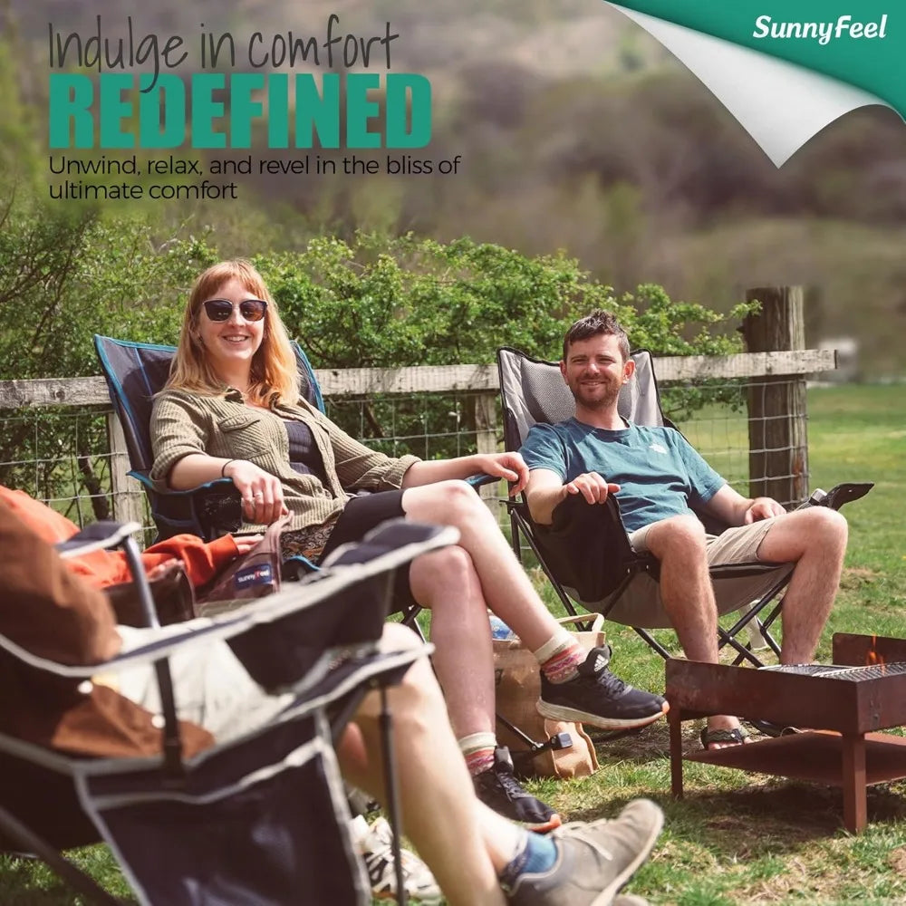 Oversized Heated Camping Chair 2 Pack, Folding Rocking Camping Chairs with Luxury Padded Recliner,Carry Bag, 500 LBS Heavy Duty