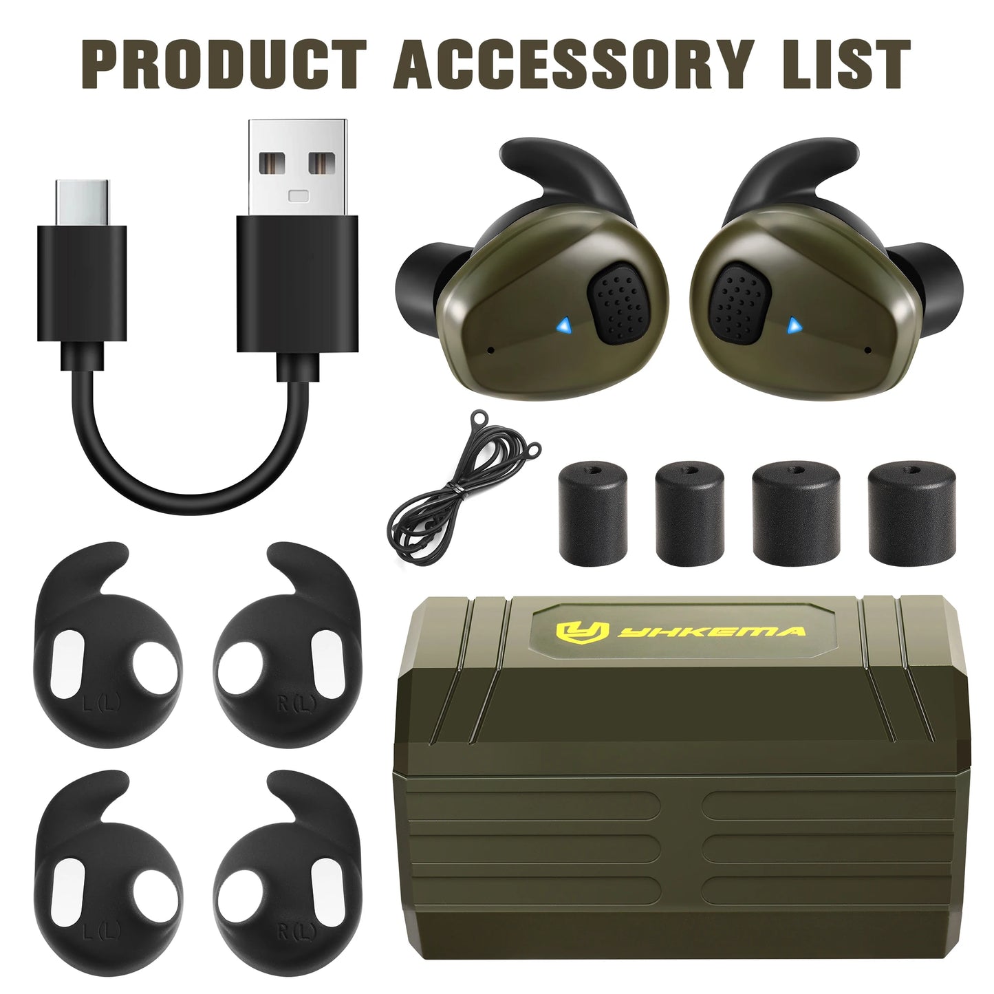 YHKEMA EB10 Bluetooth Electronic Shooting Earbuds Headphones Tactical Headphones Noise Reduction Hearing Protection for Hunting
