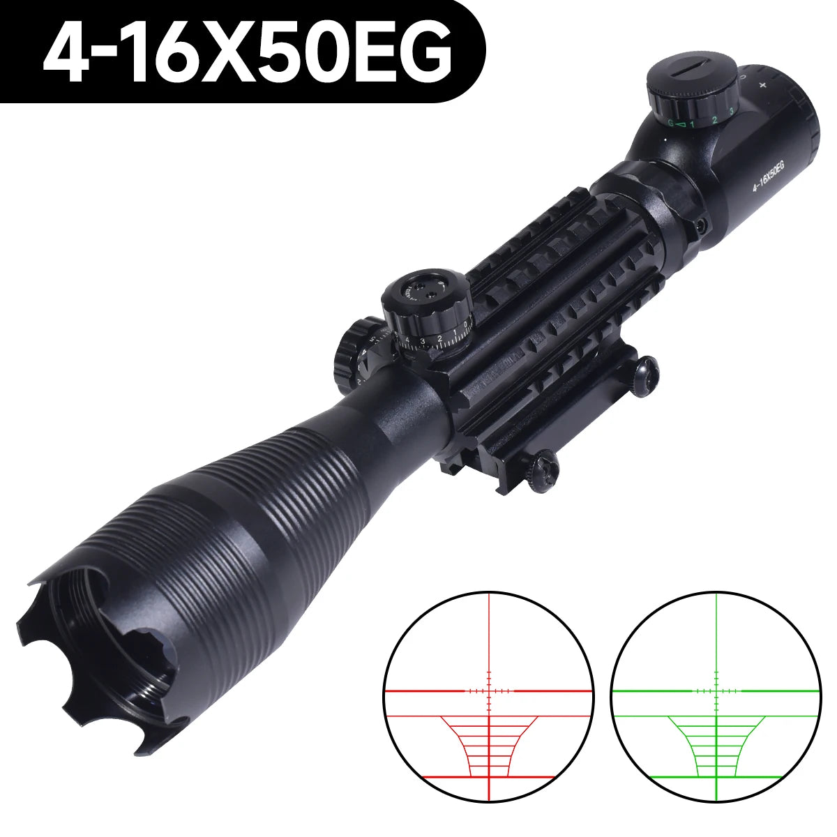 4-16X50EG Optics Rifle Scopes Adjustable Optic Combo Scope W/Red Dot Laser Flashlight Tactical Accessory Sniper Rifle Sight