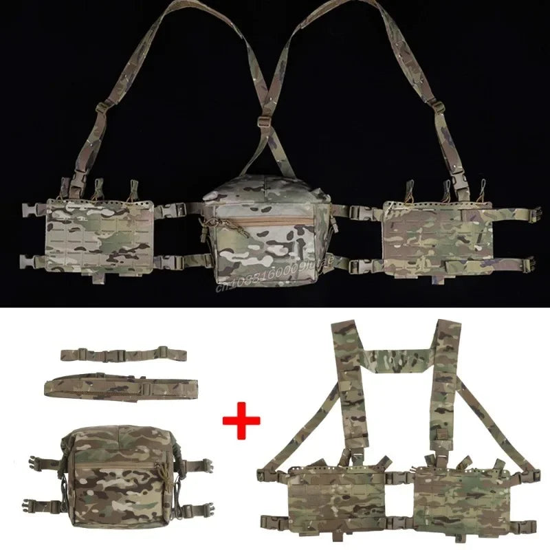 Tactical Alpha Chest Rig with Expansion Pack SS Style Load Bearing Vest (LBV) Alpha Expander Kit Pouch 34A Split MOLLE Equipment