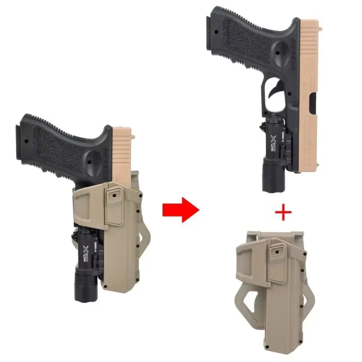 Right Hand Pistol Holster For Gen 1-4 Glock 17 19 Handgun With X300 XC1 Flashlight Airsoft 1911 P320 Movable Belt Gun Case