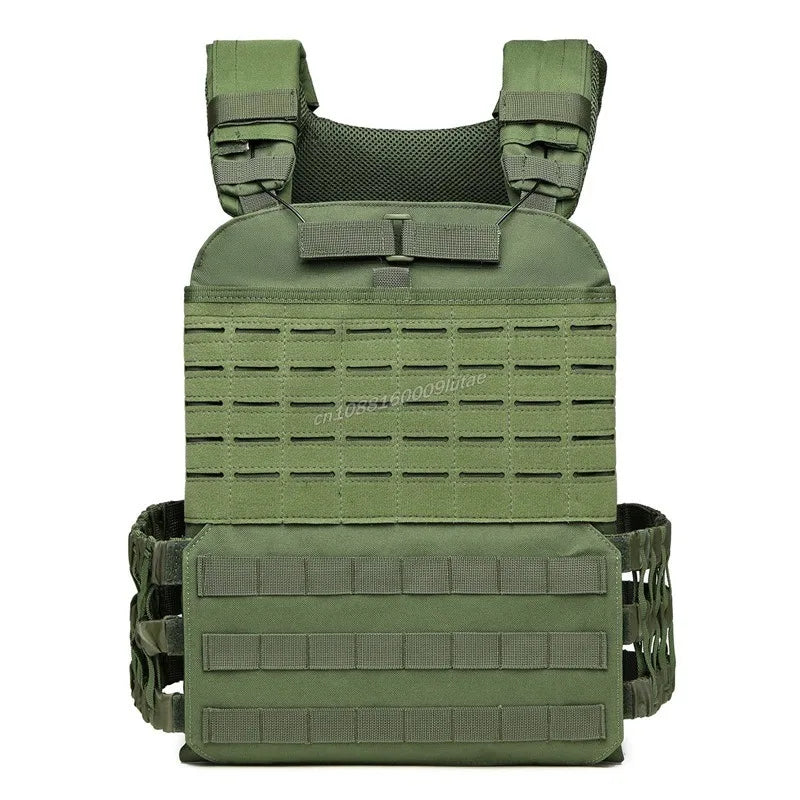 Tactical Plate Carrier Body Combat Training Chest Rig MOLLE Equipment Adjustable Exercise Lightweight Load Bearing Vest