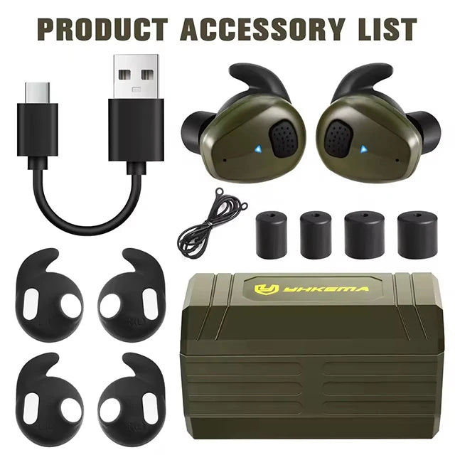 YHKEMA Tactical Shooting Bluetooth Headset, 5.3 Bluetooth Connection Hunting Shooting Hearing Protection Electronic Earplugs