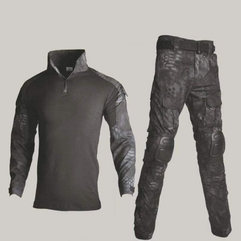 Tactical Military Combat Army Hunting Clothes with Elbow Knee Pads Uniform Outdoor Hiking Training Set Sleeve Coat Men Equipment