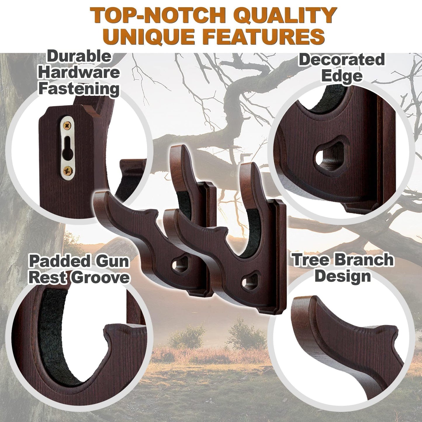 TESLYAR Gun Rack Wall Mount Hold Up Displays Horizontal Gun Rack and
