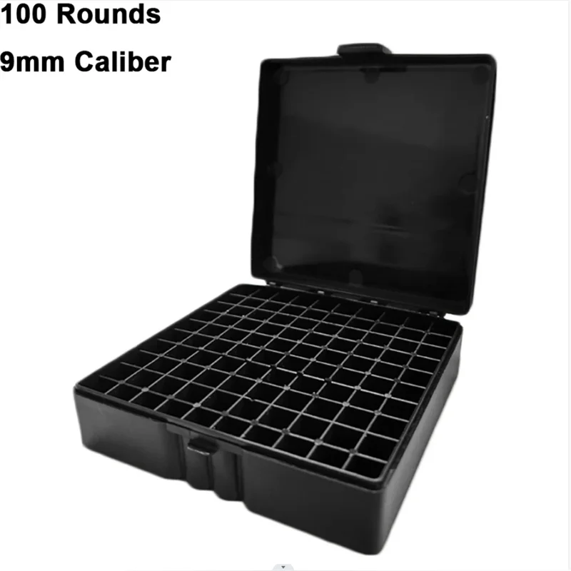 50/100 Rounds Tactical Bullet Box 9mm/.223/.38Super Pistol Rifle Ammo Carry Storage Box Flip-Top Bullets Case Hunting Accessory