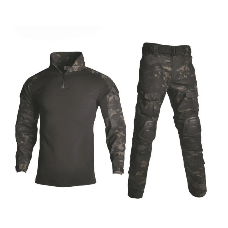 Tactical Military Combat Army Hunting Clothes with Elbow Knee Pads Uniform Outdoor Hiking Training Set Sleeve Coat Men Equipment