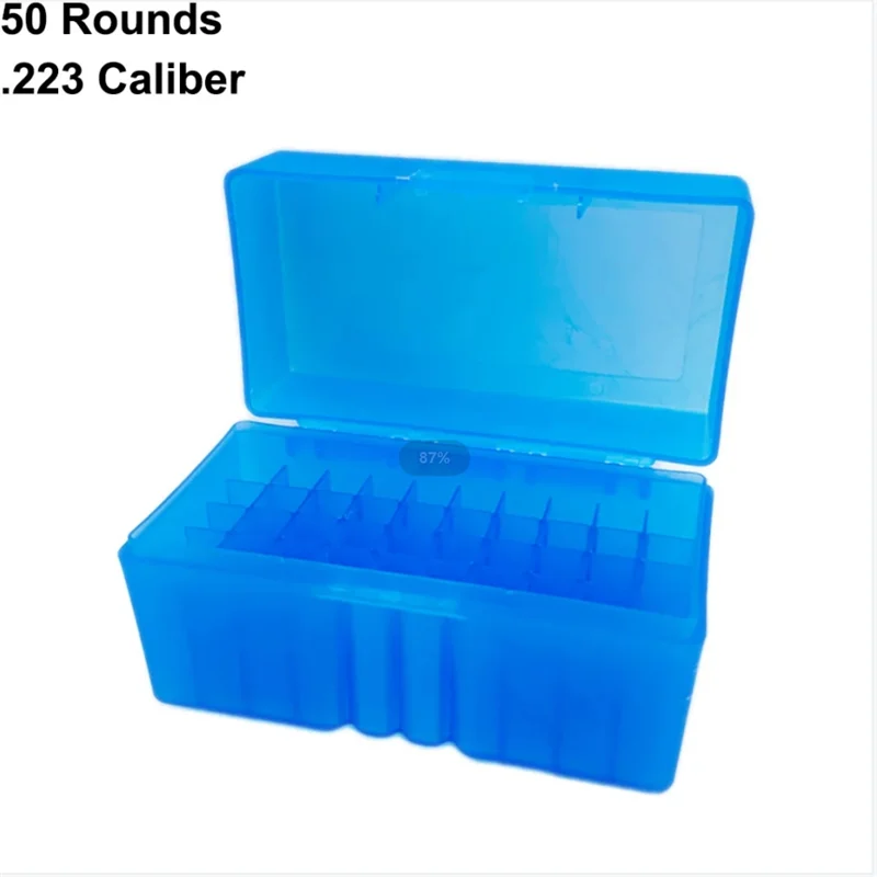 50/100 Rounds Tactical Bullet Box 9mm/.223/.38Super Pistol Rifle Ammo Carry Storage Box Flip-Top Bullets Case Hunting Accessory