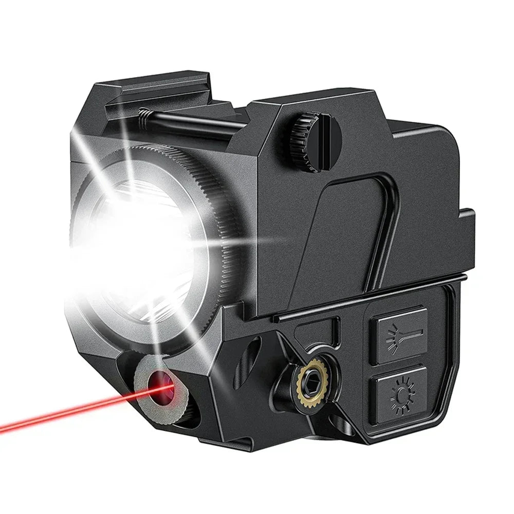 500 Lumens Tactical Pistol LED Flashlight Combo Red/Green Light Sight Rechargeable Weapon Gun Light for Outdoor Hunting Shooting