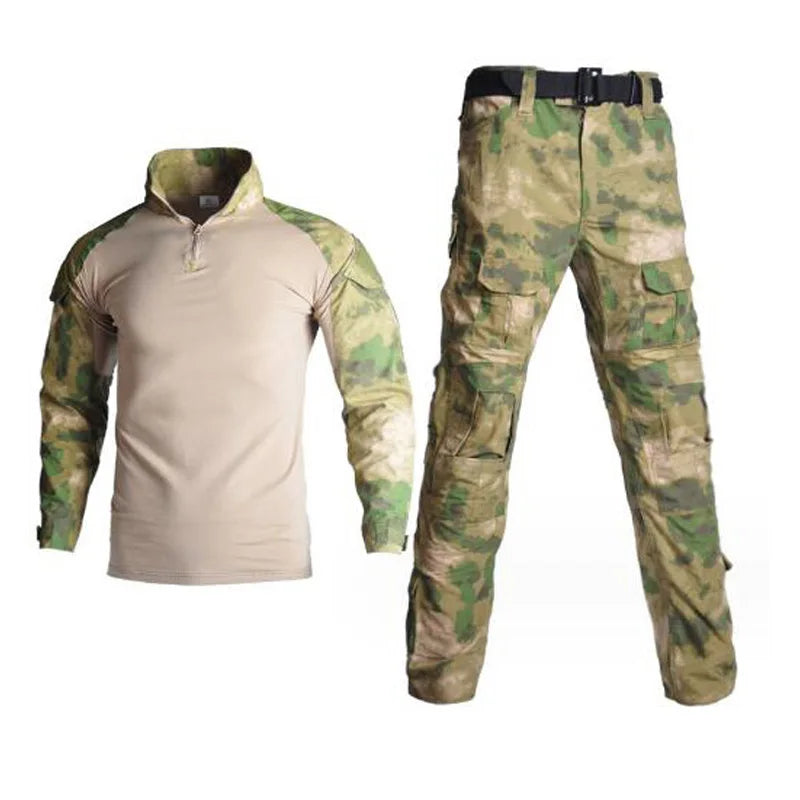Tactical Military Combat Army Hunting Clothes with Elbow Knee Pads Uniform Outdoor Hiking Training Set Sleeve Coat Men Equipment