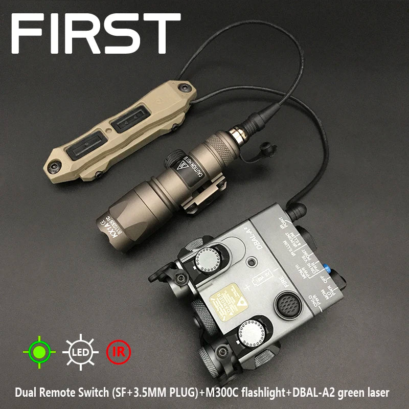 Tacital M300C Flashlight Hunting Weapon Light Sotac All Metal DBAL-A2 Red Dot Green IR Laser Indicator LED White Light PEQ Sight