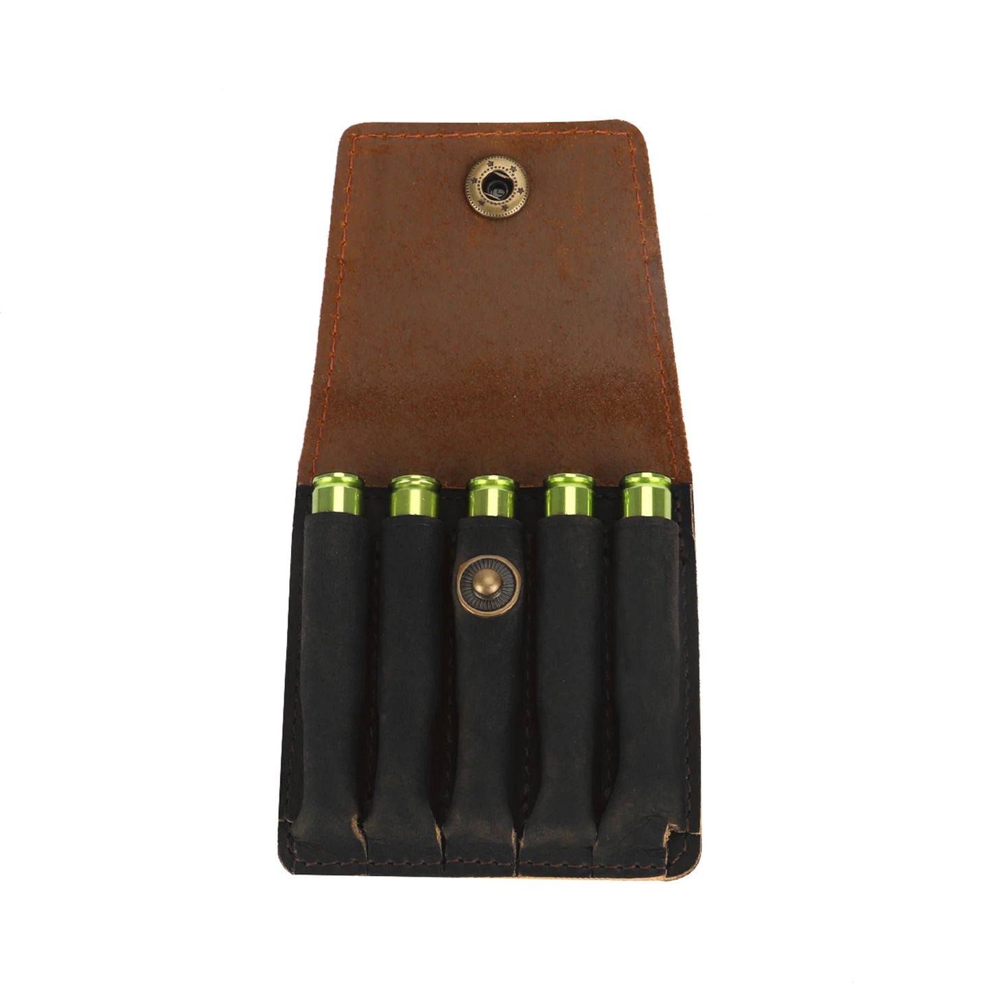 Tourbon Hunting Rifle Cartridges Ammo Holder Shells Pouch 5 Bullet Rounds Top Grain Leather Wallet Carrier Gun Accessories