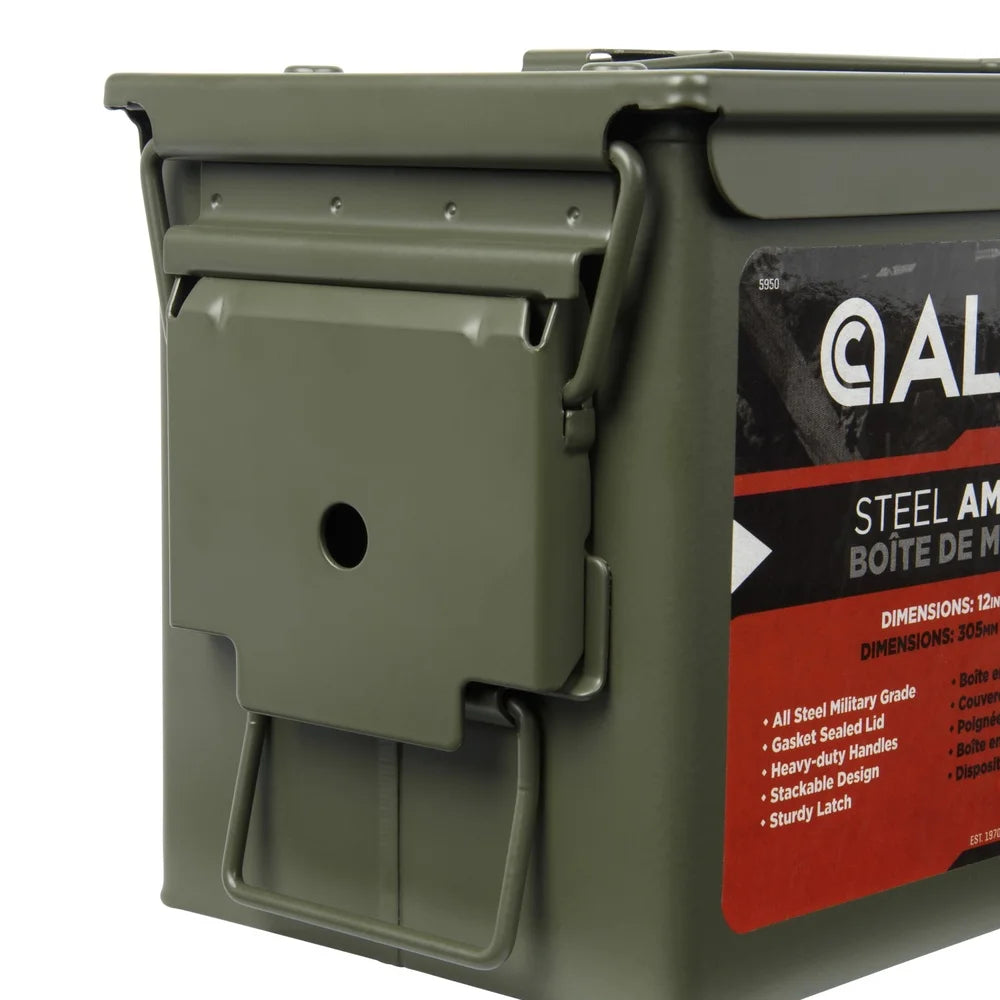Lockable Waterproof Classic Steel Ammo Box .50 Cal Ammo Storage Heavy Duty Container Durable Metal Shooting Accessories