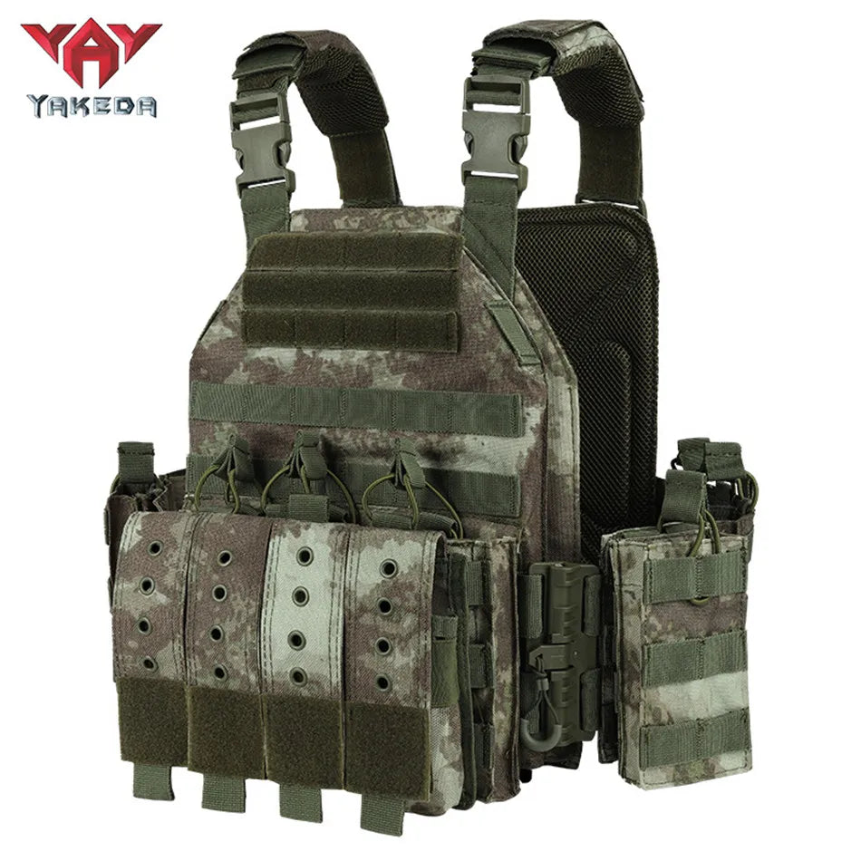 YAKEDA Quick Release Tactical Vest 1000D Polyester Breathable CS Combat Hunting Vest Molle Outdoor Chest Rig Equipment