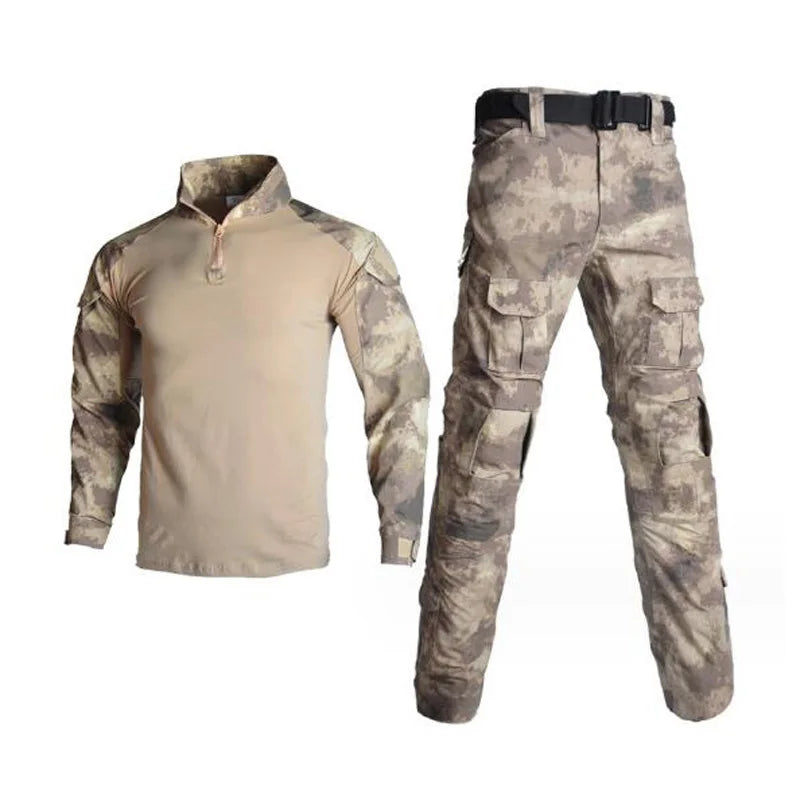 Tactical Military Combat Army Hunting Clothes with Elbow Knee Pads Uniform Outdoor Hiking Training Set Sleeve Coat Men Equipment