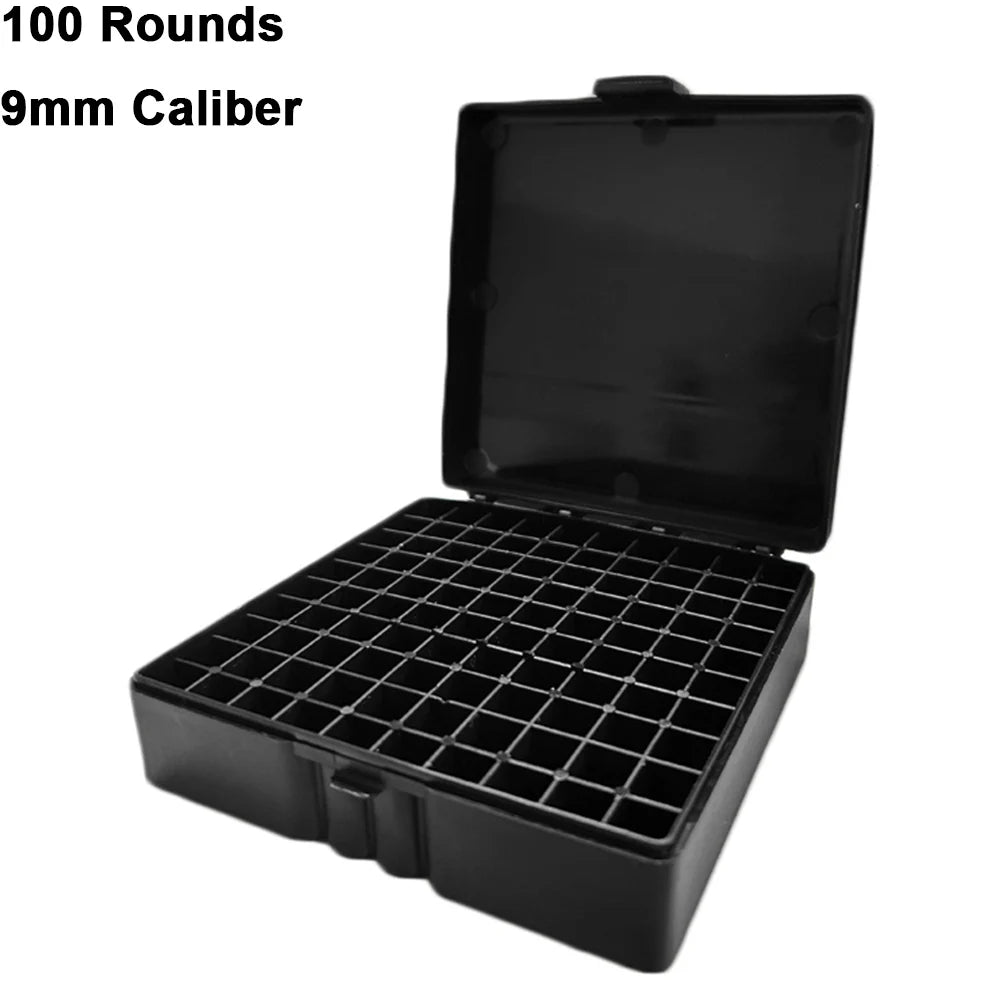 50/100 Rounds Tactical Bullet Box for 9mm Pistol Rifle Ammo Carry Storage Box Flip-Top Bullets Case Hunting Accessory