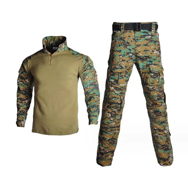 Tactical Military Combat Army Hunting Clothes with Elbow Knee Pads Uniform Outdoor Hiking Training Set Sleeve Coat Men Equipment