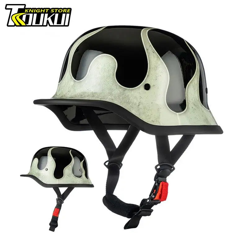 DOT Approved Motorcycle Helmet ABS Material Retro Moto Helmet Capacete De Moto Half Helmet Equipment German Tactical Vintage