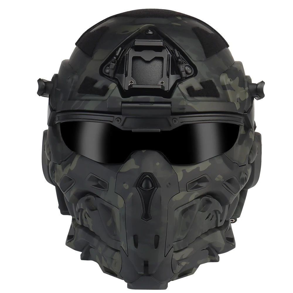 Tactical Airsoft Helmet Built-in Headset Anti-fog Fan Assault Helmet Removable Mask Paintball Airsoft Equipment Protect Helmet