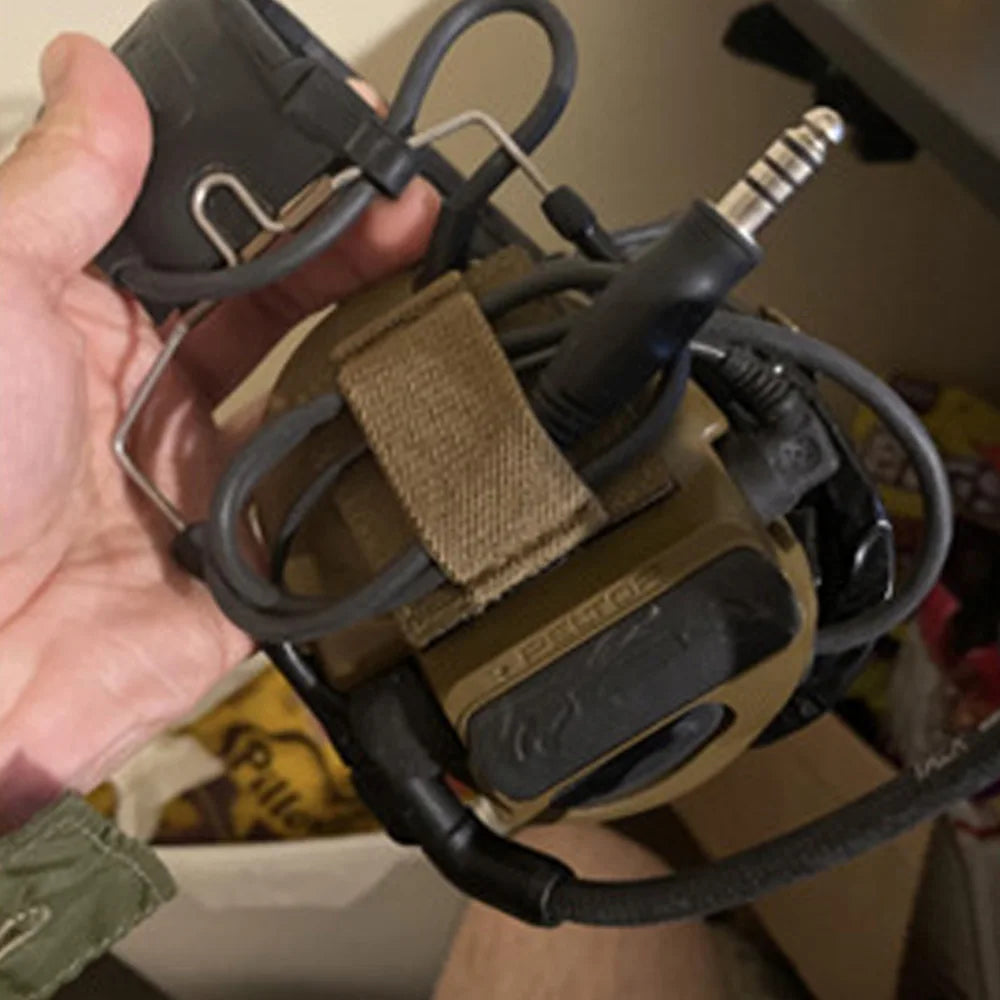 2PCS Tactical Accessories Equipment Helmet Headset Walkie Talkie Cable Wire Hook Loop Sticker Elastic Storage Organizer Holder